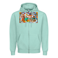 Seafoam Thanksgiving Coffee Drink Kids Cup Zipper Hoodie - CowhideDigitalArt