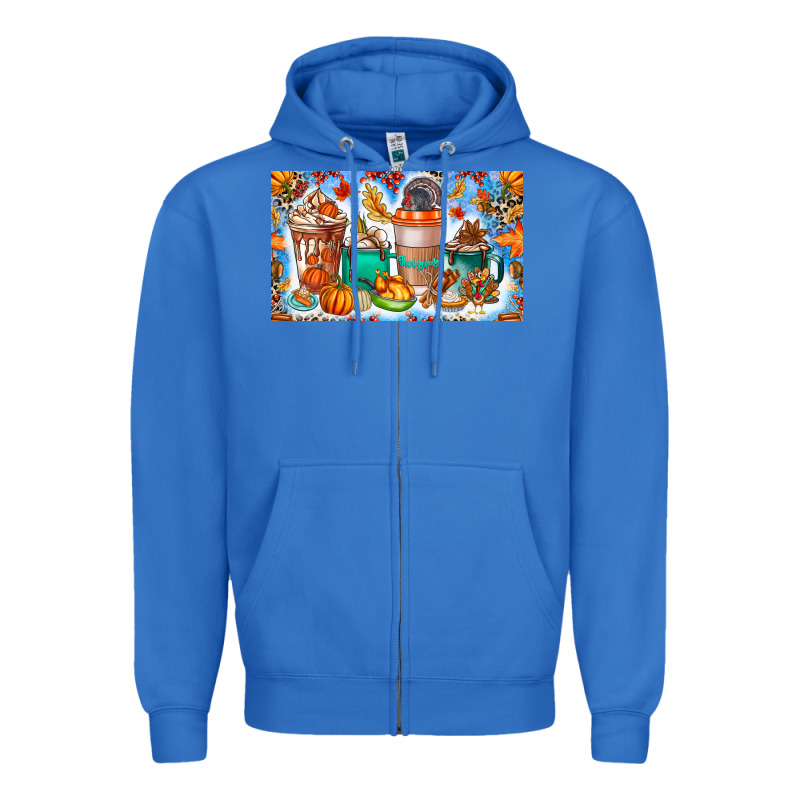 Thanksgiving Coffee Drink Kids Cup Zipper Hoodie by CowhideDigitalArt | Teevron