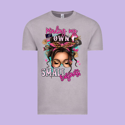 Minding My Own Small Business Messy Bun Vintage Tee Designed By Texasbilliewilder
