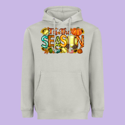 Tis The Season Softball Heavyweight Hoodie Designed By Racoondesign