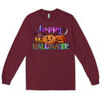 Burgundy happy halloween Long Sleeve Tee - CowGirlArtShop