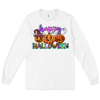 White happy halloween Long Sleeve Tee - CowGirlArtShop
