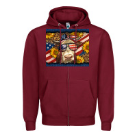 Burgundy Western 4th Of July Cow Zipper Hoodie - LillyAllenDesigns