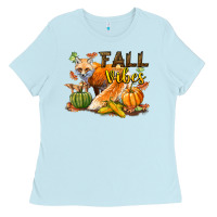 Baby Blue Fall Vibes Fox Ladies Tee - LillyAllenDesigns