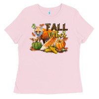 Bubblegum Pink Fall Vibes Fox Ladies Tee - LillyAllenDesigns