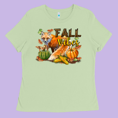 Fall Vibes Fox Ladies Tee Designed By Lillyallendesigns