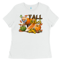 White Fall Vibes Fox Ladies Tee - LillyAllenDesigns