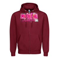 Burgundy valentine medical assistant Zipper Hoodie - CowhideDigitalArt