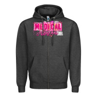 Charcoal Heather valentine medical assistant Zipper Hoodie - CowhideDigitalArt