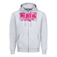 Heather Grey valentine medical assistant Zipper Hoodie - CowhideDigitalArt