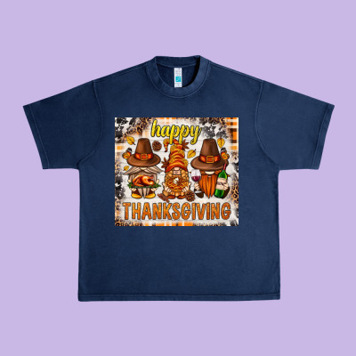 Happy Thanksgiving Gnomes Urban Heavy Tee Designed By Nancycooperartshop
