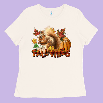Fall Vibes Squirrel Ladies Tee Designed By Lillyallendesigns