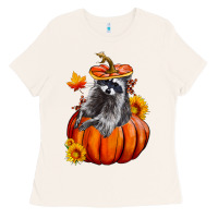 Bone Fall Pumpkin Raccoon Ladies Tee - LillyAllenDesigns