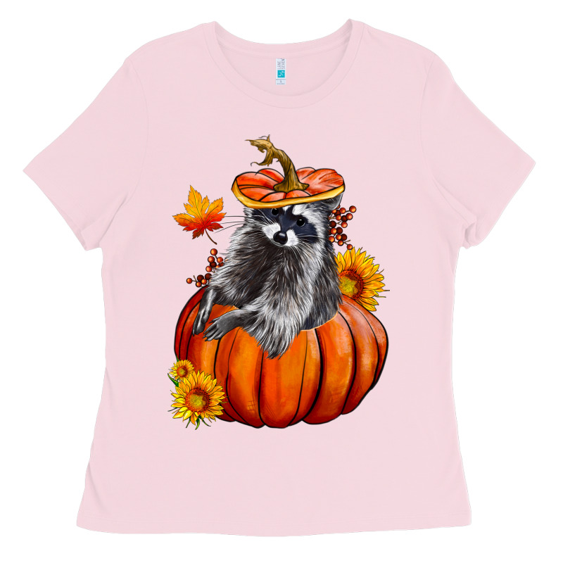 Fall Pumpkin Raccoon Ladies Tee by LillyAllenDesigns | Teevron