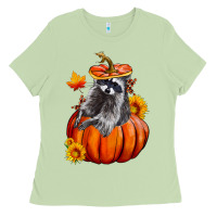 Matcha Fall Pumpkin Raccoon Ladies Tee - LillyAllenDesigns