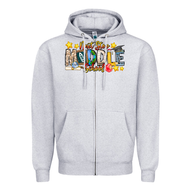 Next Stop Middle School Zipper Hoodie by CowhideDigitalArt | Teevron