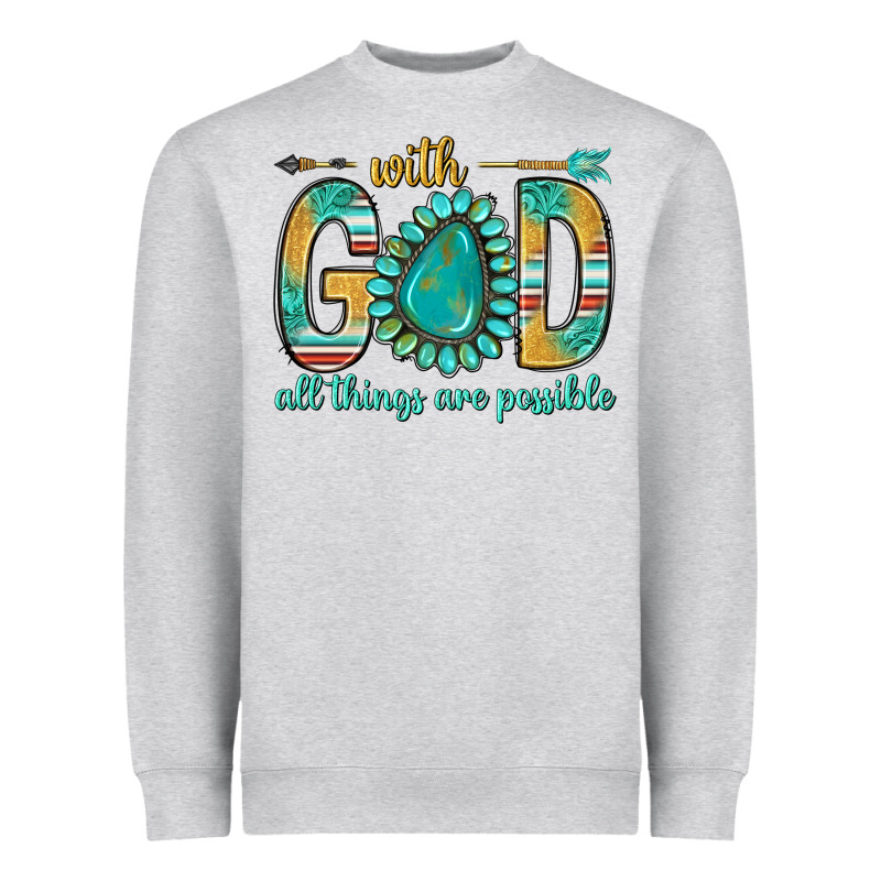 With God All Things Are Possible With Turquoise Gemstone Bbs Heavyweight Sweatshirt by BundleAndBundleShop | Teevron