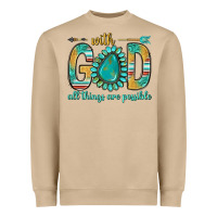 Mushroom with god all things are possible with turquoise gemstone bbs Heavyweight Sweatshirt - BundleAndBundleShop