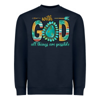 Navy with god all things are possible with turquoise gemstone bbs Heavyweight Sweatshirt - BundleAndBundleShop