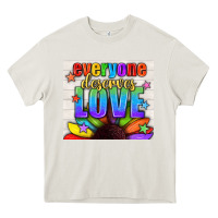 Cream Everyone Deserves Love Pride LGBTQ+ Tumbler Heavy Core Tee - BundleAndBundleShop