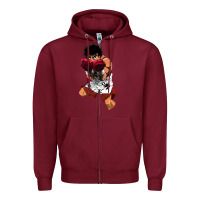 Burgundy ippo makunouchi Zipper Hoodie - lanVoArt