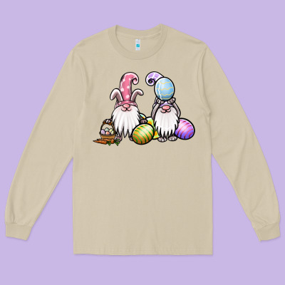 Easter Gnomes Long Sleeve Tee Designed By Jasminsmagicworld