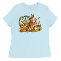 Baby Blue Fall Rabbit Ladies Tee - LillyAllenDesigns