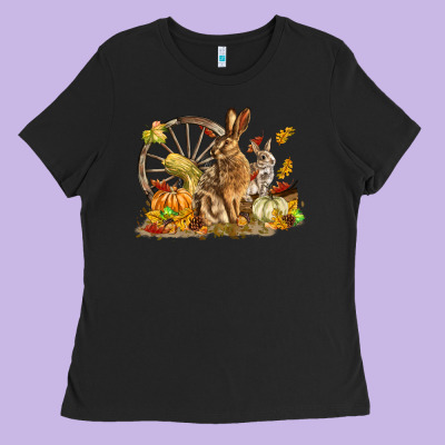 Fall Rabbit Ladies Tee Designed By Lillyallendesigns