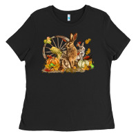 Black Fall Rabbit Ladies Tee - LillyAllenDesigns