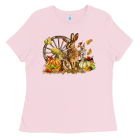 Bubblegum Pink Fall Rabbit Ladies Tee - LillyAllenDesigns