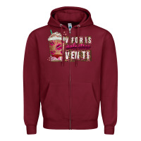 Burgundy V For is Valentine Venti Zipper Hoodie - CowhideDigitalArt