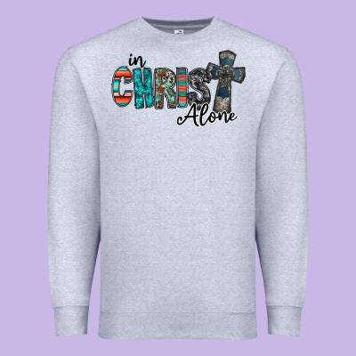 In Christ Alone Premium Sweatshirt Designed By Racoondesign