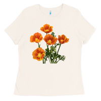 Bone California Poppy Flower Ladies Tee - RanaPortraitStore