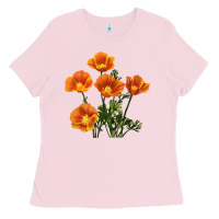 Bubblegum Pink California Poppy Flower Ladies Tee - RanaPortraitStore