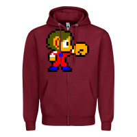 Burgundy alex kidd 1 Zipper Hoodie - lanVoArt