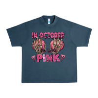 Midnight Navy in october we wear pink skeleton Urban Heavy Tee - texasbilliewilder