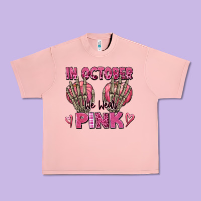 In October We Wear Pink Skeleton Urban Heavy Tee Designed By Texasbilliewilder