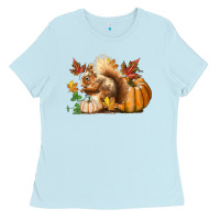 Baby Blue Fall Squirrel Ladies Tee - LillyAllenDesigns