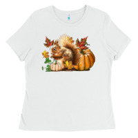 White Fall Squirrel Ladies Tee - LillyAllenDesigns