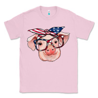 Bubblegum Pink american flag with pig Classic Tee - RanaPortraitStore