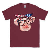 Burgundy american flag with pig Classic Tee - RanaPortraitStore