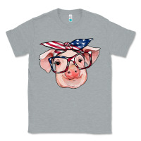 Heather Grey american flag with pig Classic Tee - RanaPortraitStore