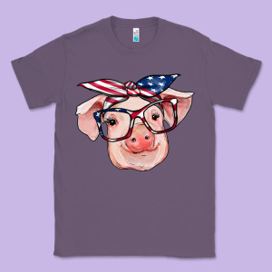 American Flag With Pig Classic Tee Designed By Ranaportraitstore