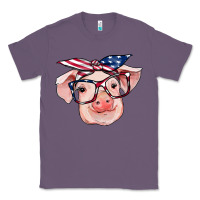Lavender american flag with pig Classic Tee - RanaPortraitStore