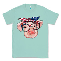 Seafoam american flag with pig Classic Tee - RanaPortraitStore
