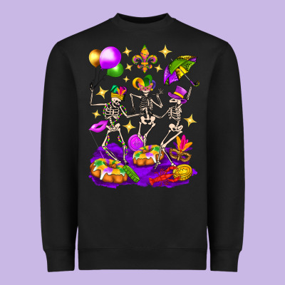 Mardi Gras Skeletons Heavyweight Sweatshirt Designed By Bundleandbundleshop