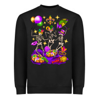 Black Mardi Gras Skeletons Heavyweight Sweatshirt - BundleAndBundleShop