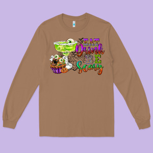Eat Drink And Be Scary Long Sleeve Tee Designed By Cowgirlartshop