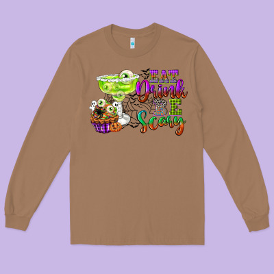 Eat Drink And Be Scary Long Sleeve Tee Designed By Cowgirlartshop