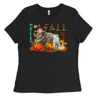 Black Hello Fall Merino Wool Sheep Ladies Tee - LillyAllenDesigns
